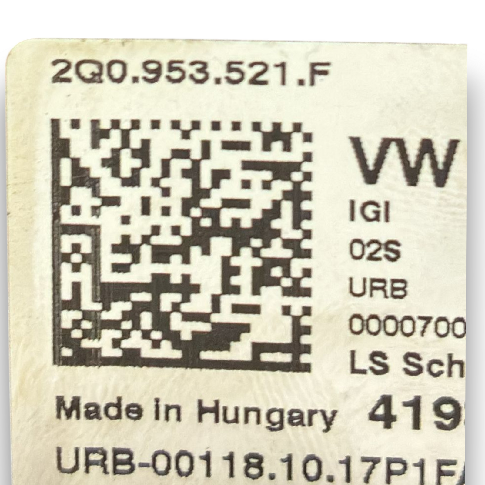 Volkswagen Polo VI Series headlight switch code: 29Q0953521f (2017 ->) 