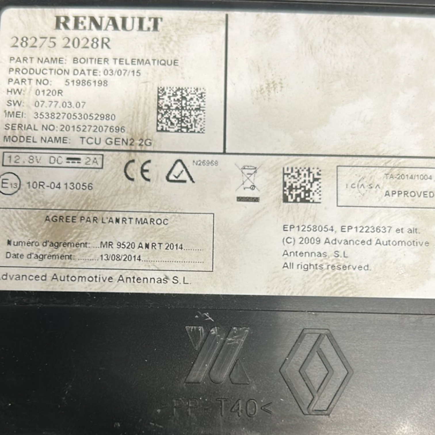 Centralna enota za nadzor proženja tcu renault kadjar koda:282752028r (2015 > 2022) 