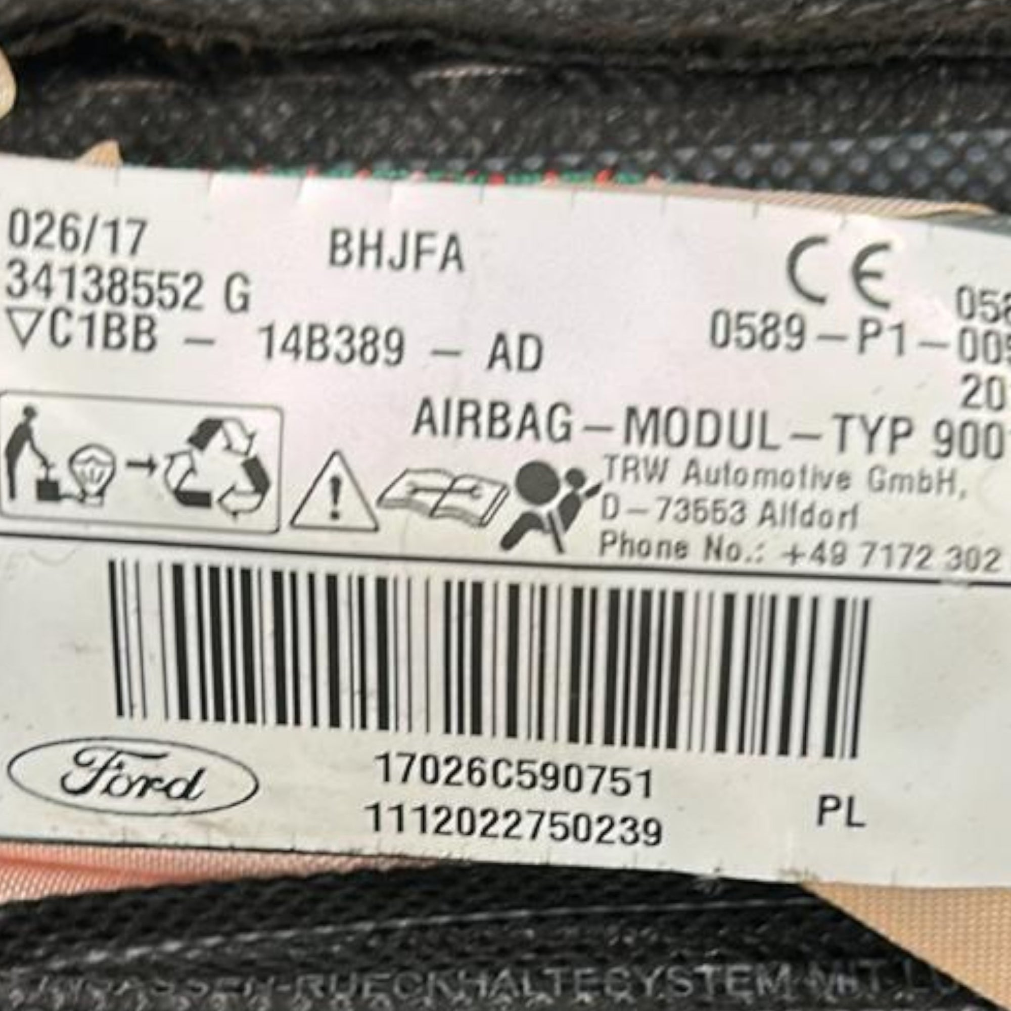 Zij-airbag rechts voor Ford Fiesta VI cod:c1bb-14b389-ad (2008 > 2017) 