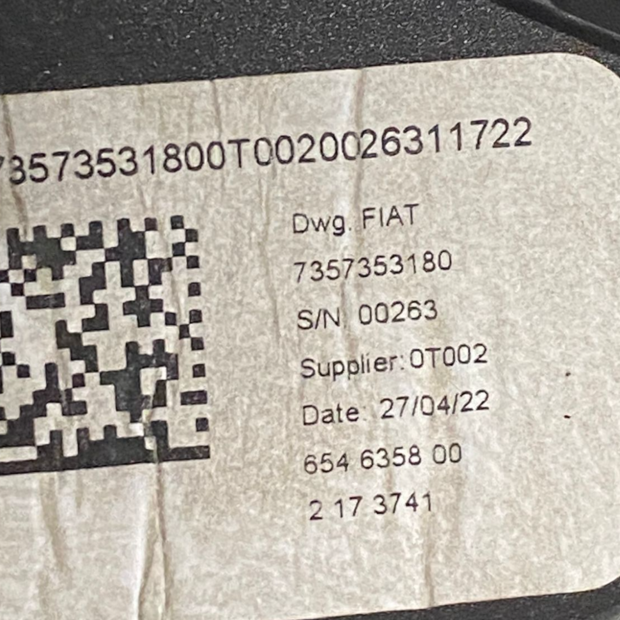 centura de siguranță frontală (dreapta) + înveliș montan fiat tipo cod:7357353180 (2015-) 