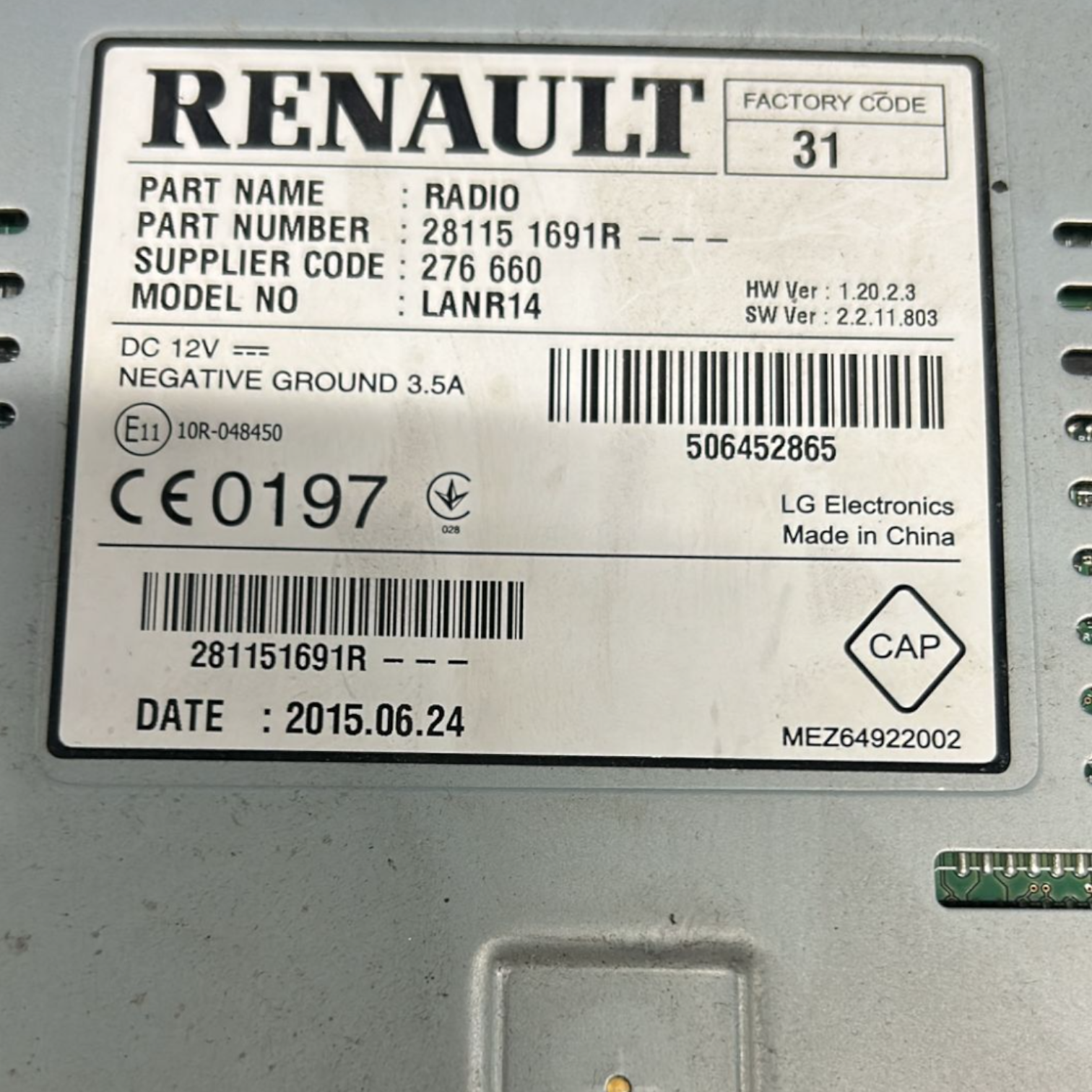 Autoradio / stereo renault kadjar kod:281151691R (2015 > 2022) 