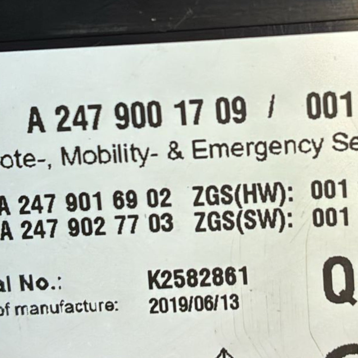 Centralina bluetooth mercedes-benz sprinter 3 cod . a2479001709001 (2018 >)