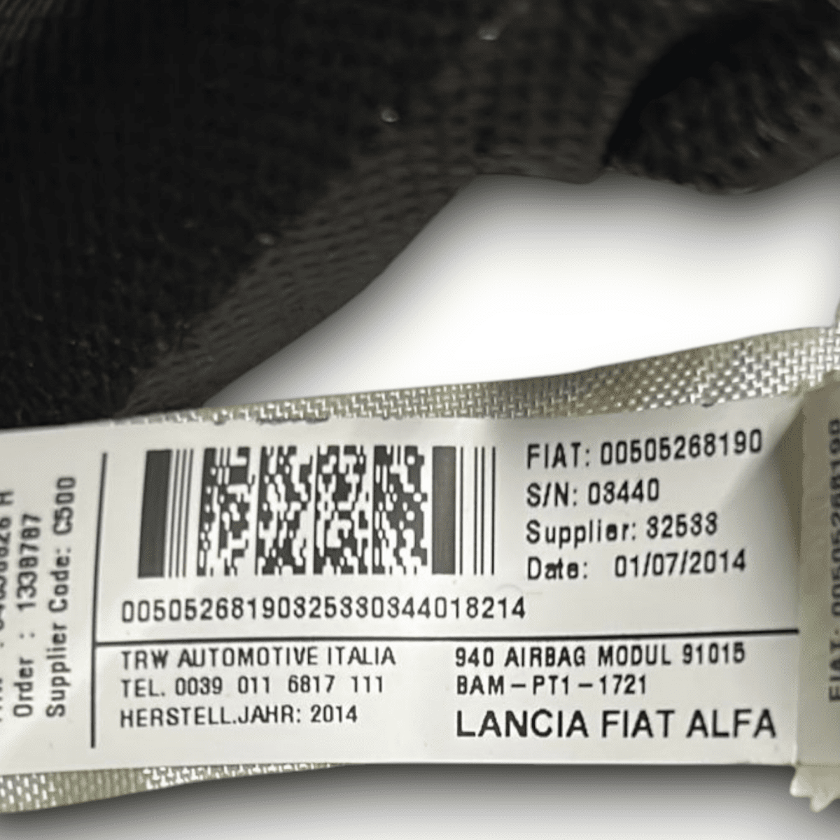 Airbag a tendina anteriore destra alfa romeo giulietta cod:00505268190 (2010 > 2020) - F&P CRASH SRL - Ricambi Usati