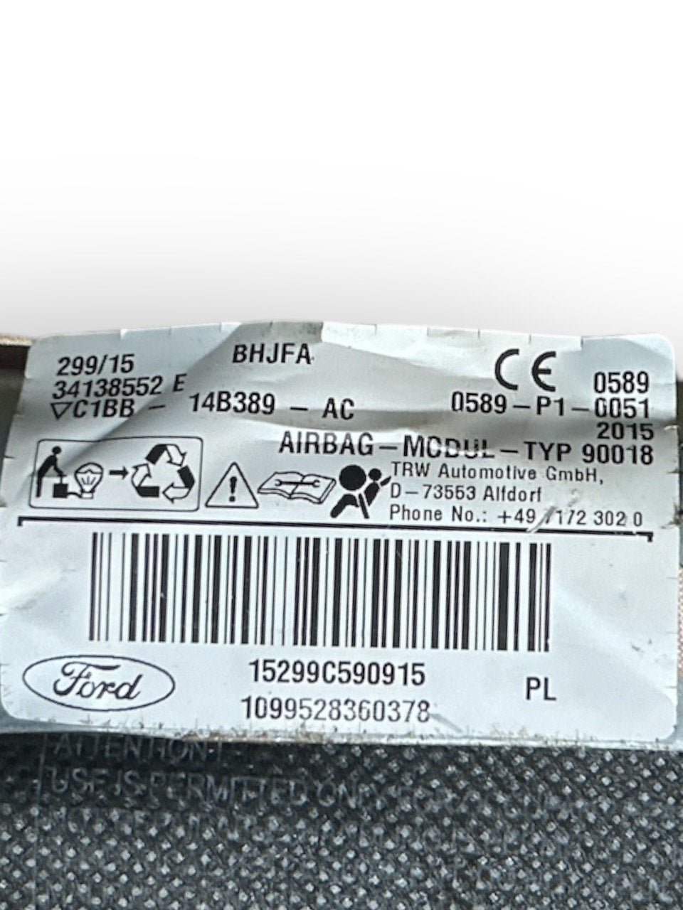 Airbag A Tendina Anteriore Destro Ford Fiesta VI (2008 > 2017) cod.C1BB - 14B389 - AC - F&P CRASH SRLS - Ricambi Usati