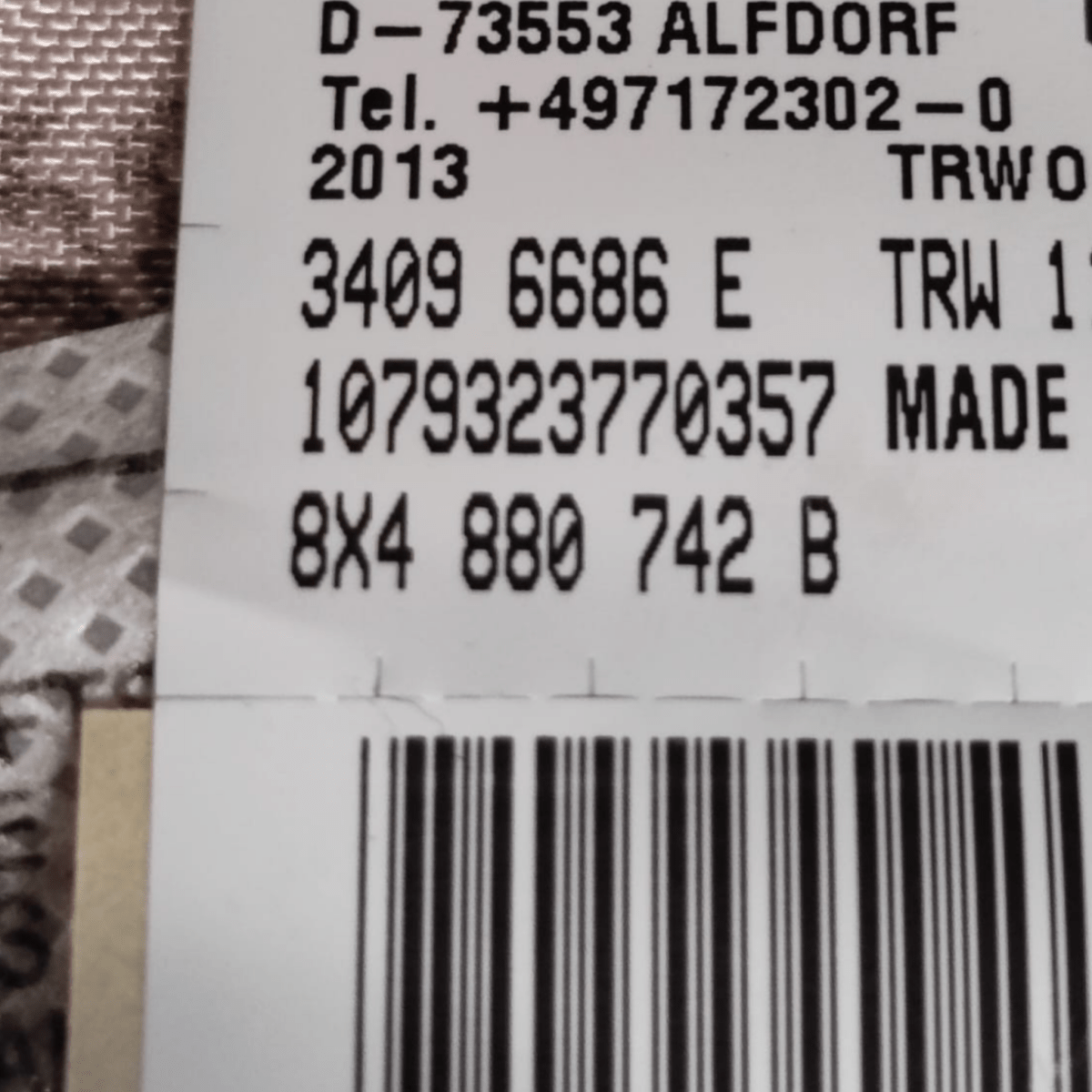 Airbag A Tendina Destro Audi A1 8X 5 Porte COD: 8X4880742B (2010 - 2018) - F&P CRASH SRLS - Ricambi Usati