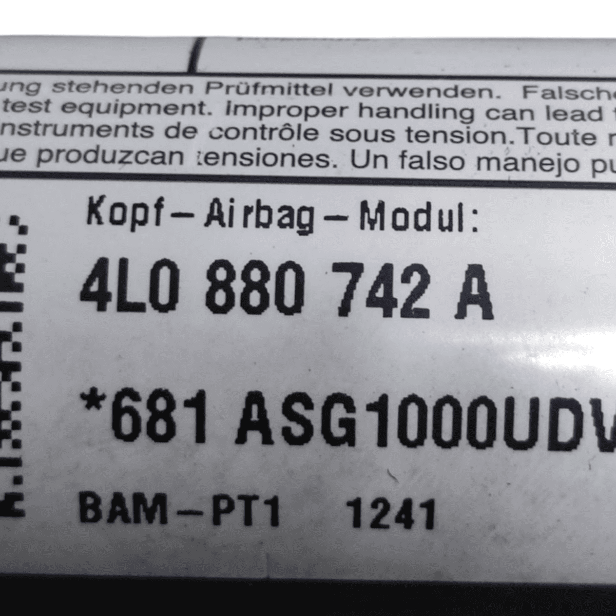Airbag a tendina destro audi q7 cod: 4l0880742a (2005 - 2015) - F&P CRASH SRL - Ricambi Usati