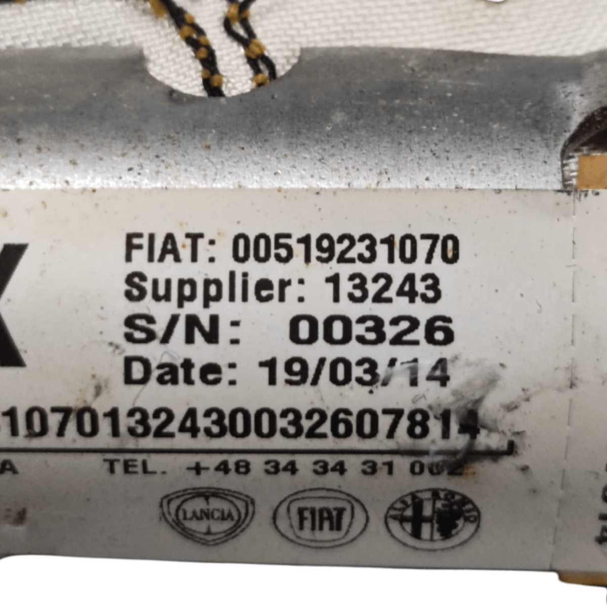 Right curtain airbag fiat 500 code: 00519231070 (2007 - 2015) - F&P CRASH SRL - Used Parts