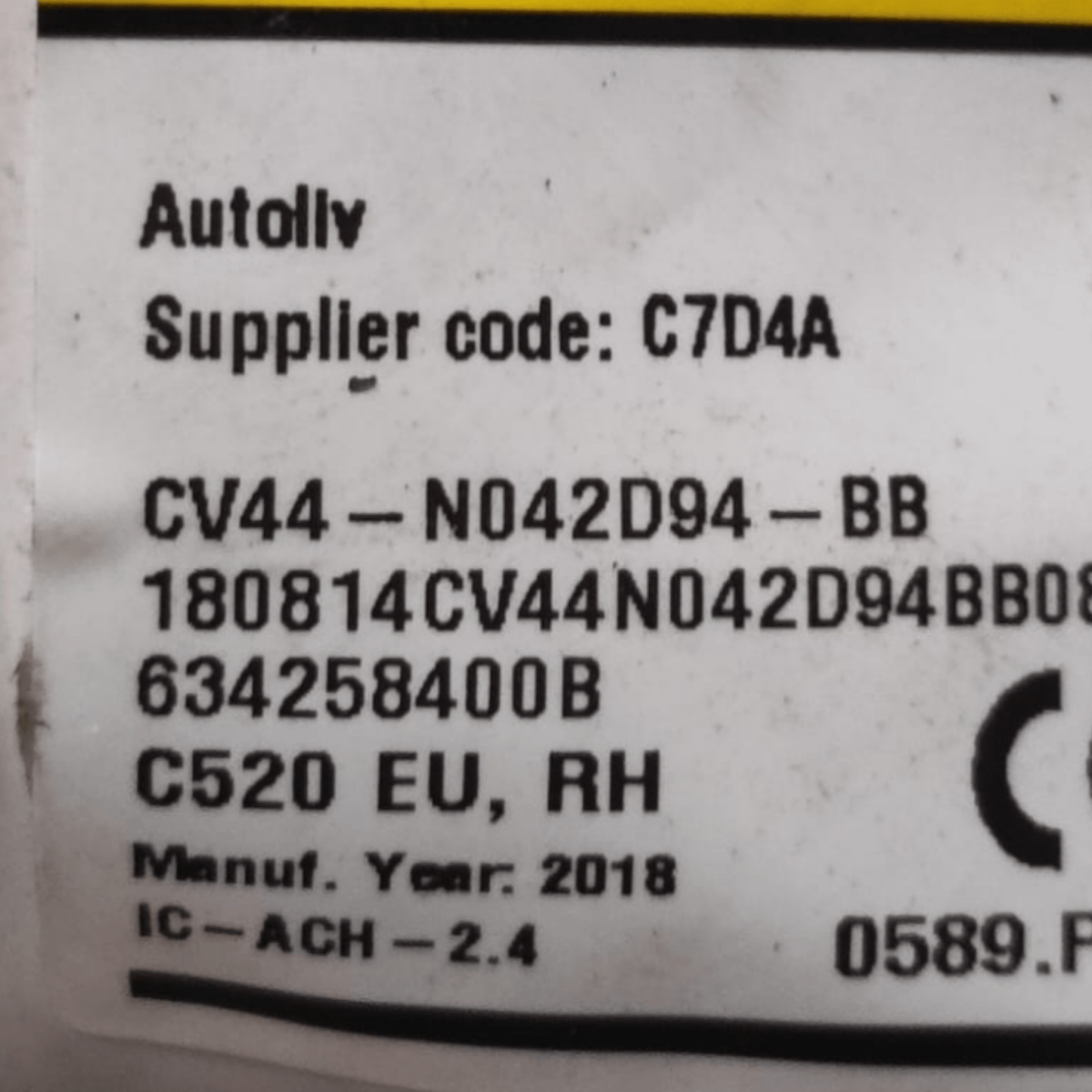 Airbag A Tendina Destro Ford Kuga II COD: CV44N042D94BB (2012 - 2020) - F&P CRASH SRLS - Ricambi Usati