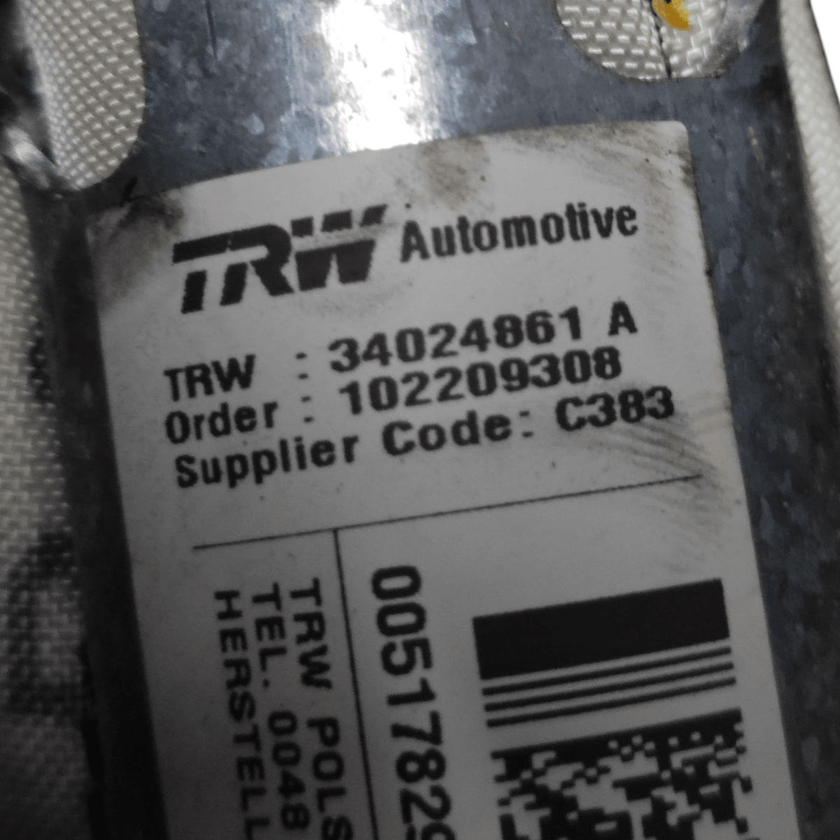 Airbag A Tendina Fiat 500 Destra COD. 34024861A (2007>) - F&P CRASH SRLS - Ricambi Usati
