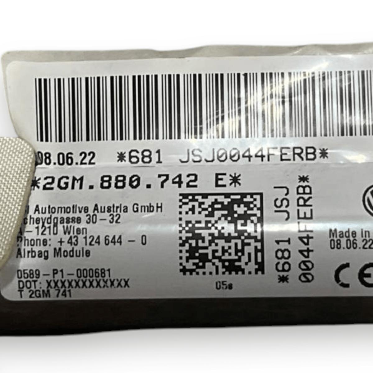 Airbag a Tendina laterale destra (dx) Volkswagen T - Cross (2019 - ) cod: 2GM880742E - F&P CRASH SRLS - Ricambi Usati