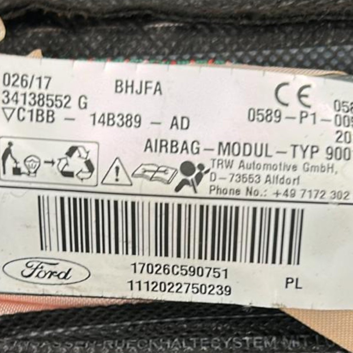 Airbag a tendina laterale destra ford fiesta VI cod:c1bb - 14b389 - ad (2008 > 2017) - F&P CRASH SRLS - Ricambi Usati