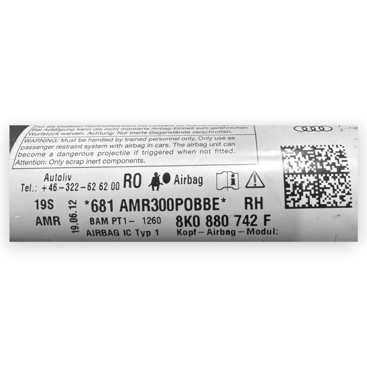 Airbag a tendina laterale destro (dx) Audi A4 B8 cod.8K0880742F (2007 - 2016) - F&P CRASH SRL - Ricambi Usati