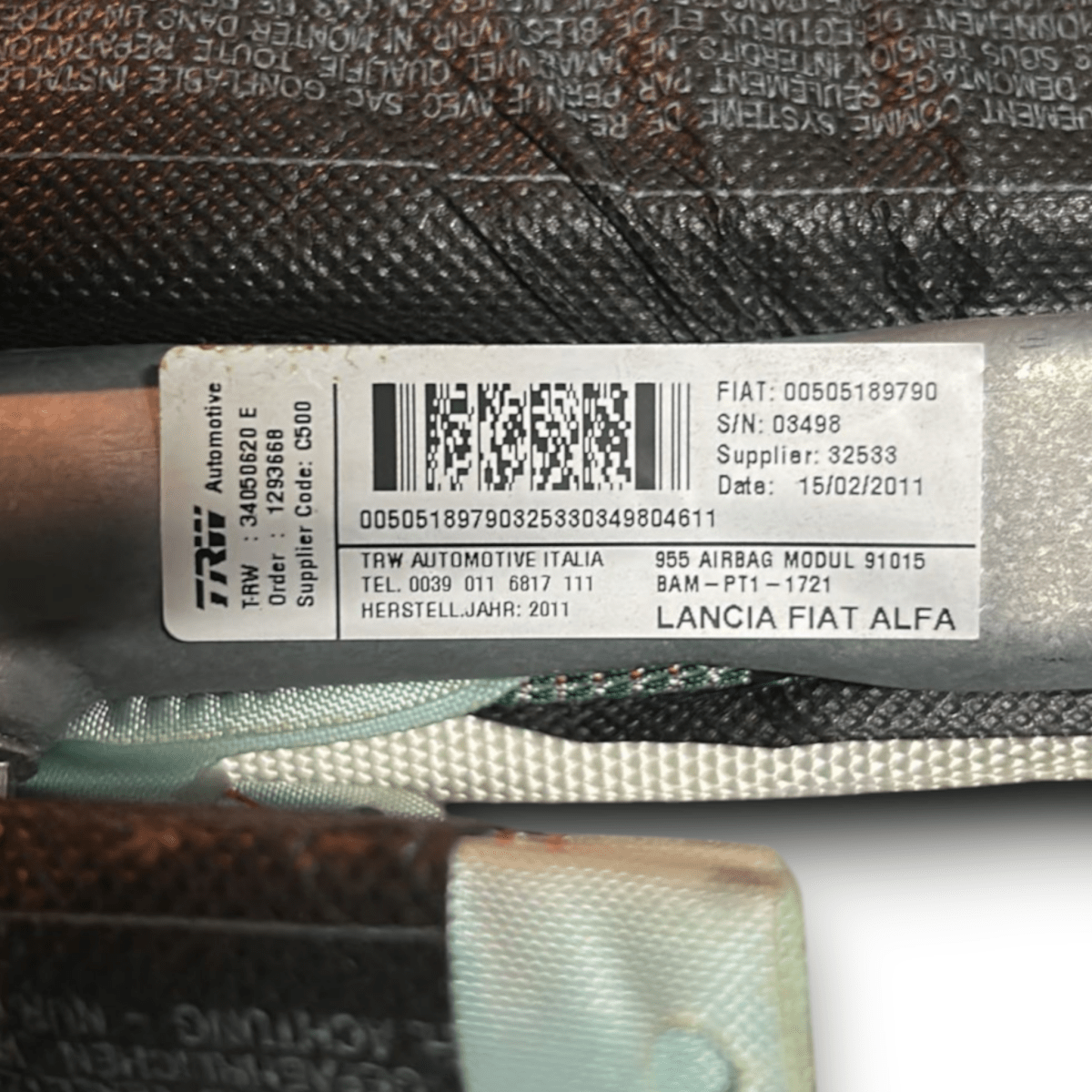 Airbag a tendina laterale sinistra alfa romeo mito cod:00505189790 (2008 > 2020) - F&P CRASH SRL - Ricambi Usati