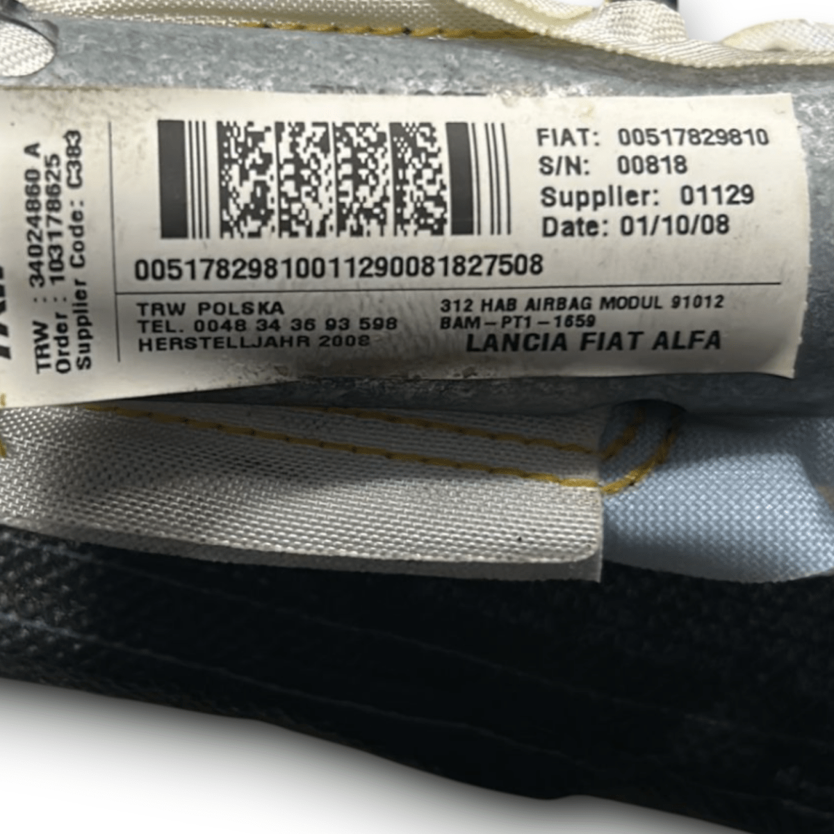 Airbag A Tendina Laterale Sinistra Fiat 500 cod:00517829810 (2007 >) - F&P CRASH SRLS - Ricambi Usati