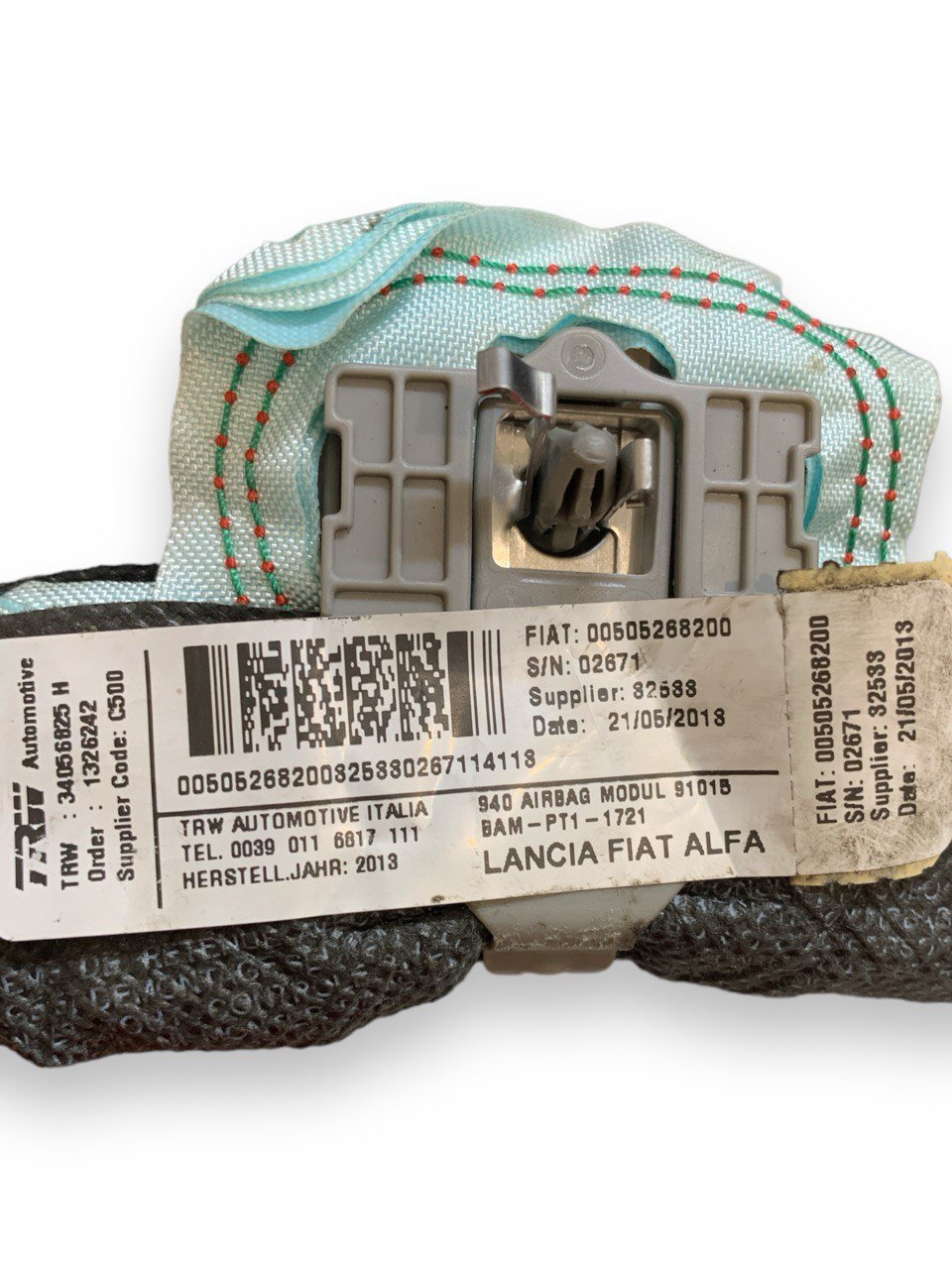 Airbag A Tendina Laterale Sinistro Lato Guida Alfa Romeo Giulietta (2014) COD:00505268200 - F&P CRASH SRLS - Ricambi Usati