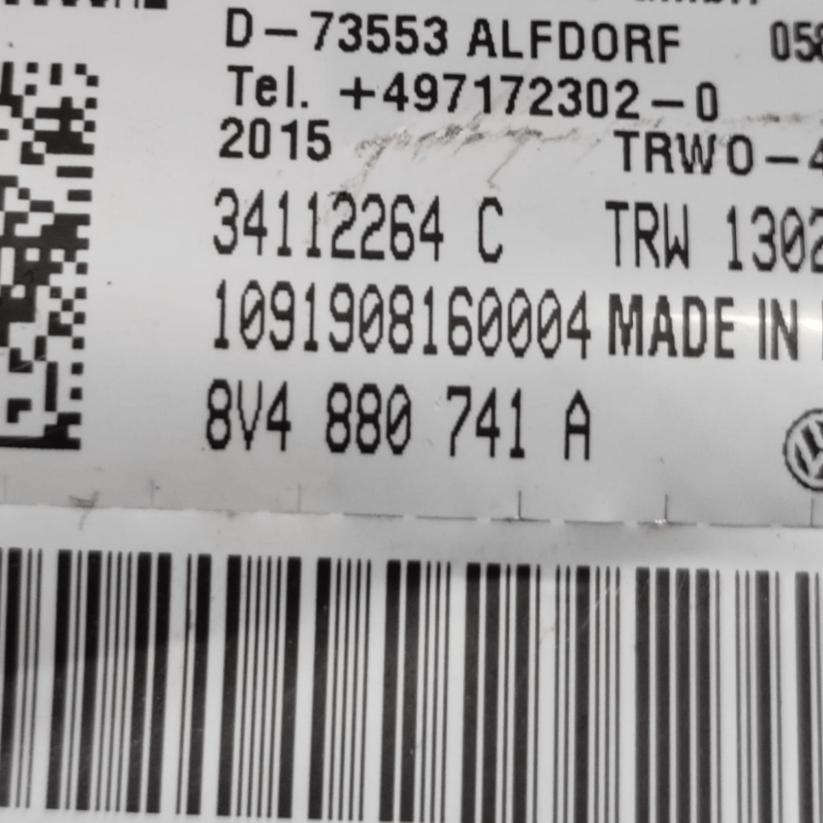 Airbag A Tendina Sinistra Audi A3 8V COD: 8V4880741A (2012 - 2020) - F&P CRASH SRLS - Ricambi Usati