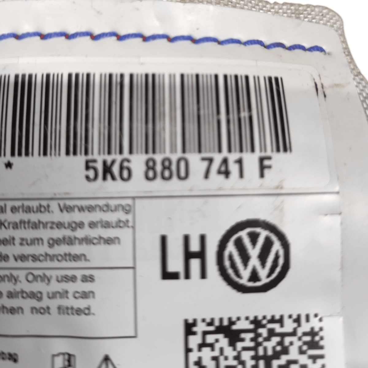 Airbag a Tendina Sinistro Volkswagen Golf VI COD:5K6880741F ( 2008 - 2012 ) - F&P CRASH SRLS - Ricambi Usati