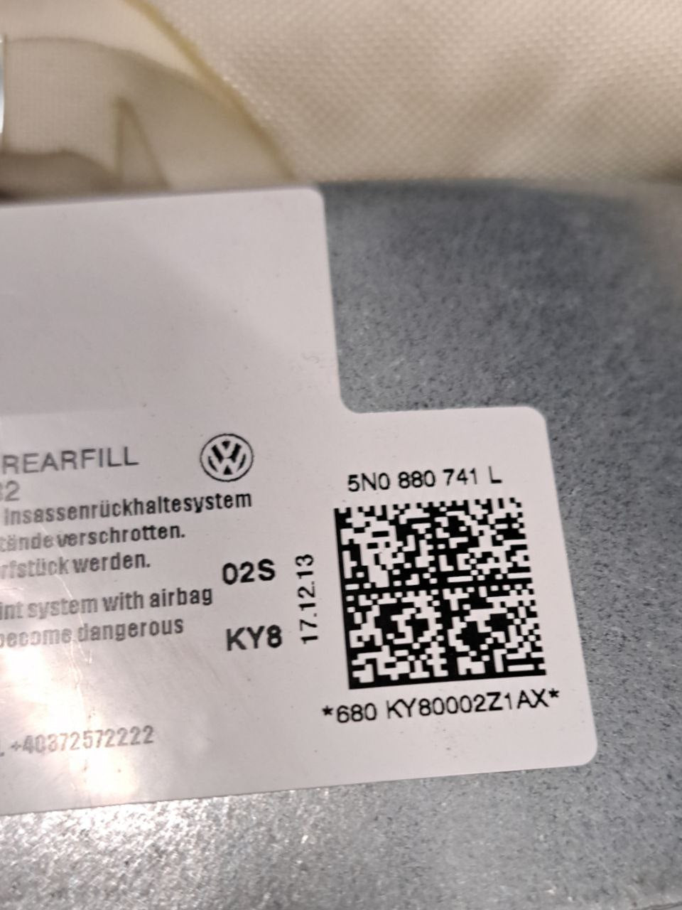 Airbag a Tendina sinistro Volkswagen Tiguan 5N COD:5N0880741L (2007 - 2016) - F&P CRASH SRLS - Ricambi Usati