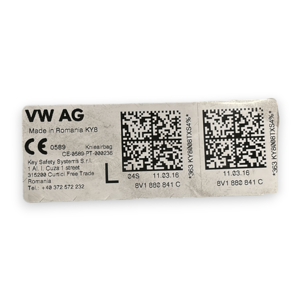 Airbag ginocchia audi a3 8v cod:8v1880841c (2012 - 2020) - F&P CRASH SRL - Ricambi Usati
