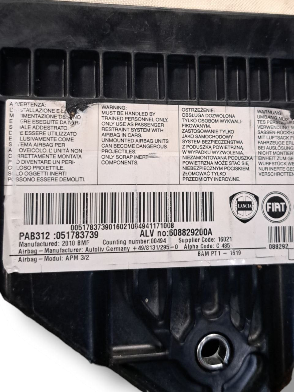 Airbag passeggero Fiat 500 (2007 - 2014) COD:051783739 - F&P CRASH SRLS - Ricambi Usati