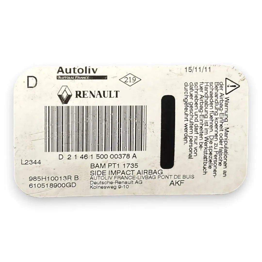 Airbag sedile destro Renault Megane 3ª Serie cod. 985H10013R - F&P CRASH SRL - Ricambi Usati