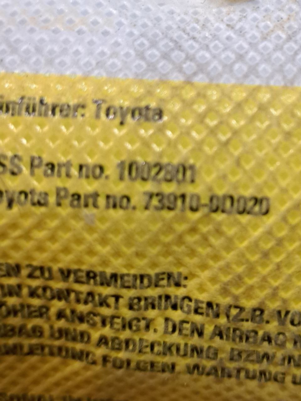 Airbag Sedile Destro Toyota Yaris COD:73910 - 0D020 (2005 - 2011) - F&P CRASH SRLS - Ricambi Usati