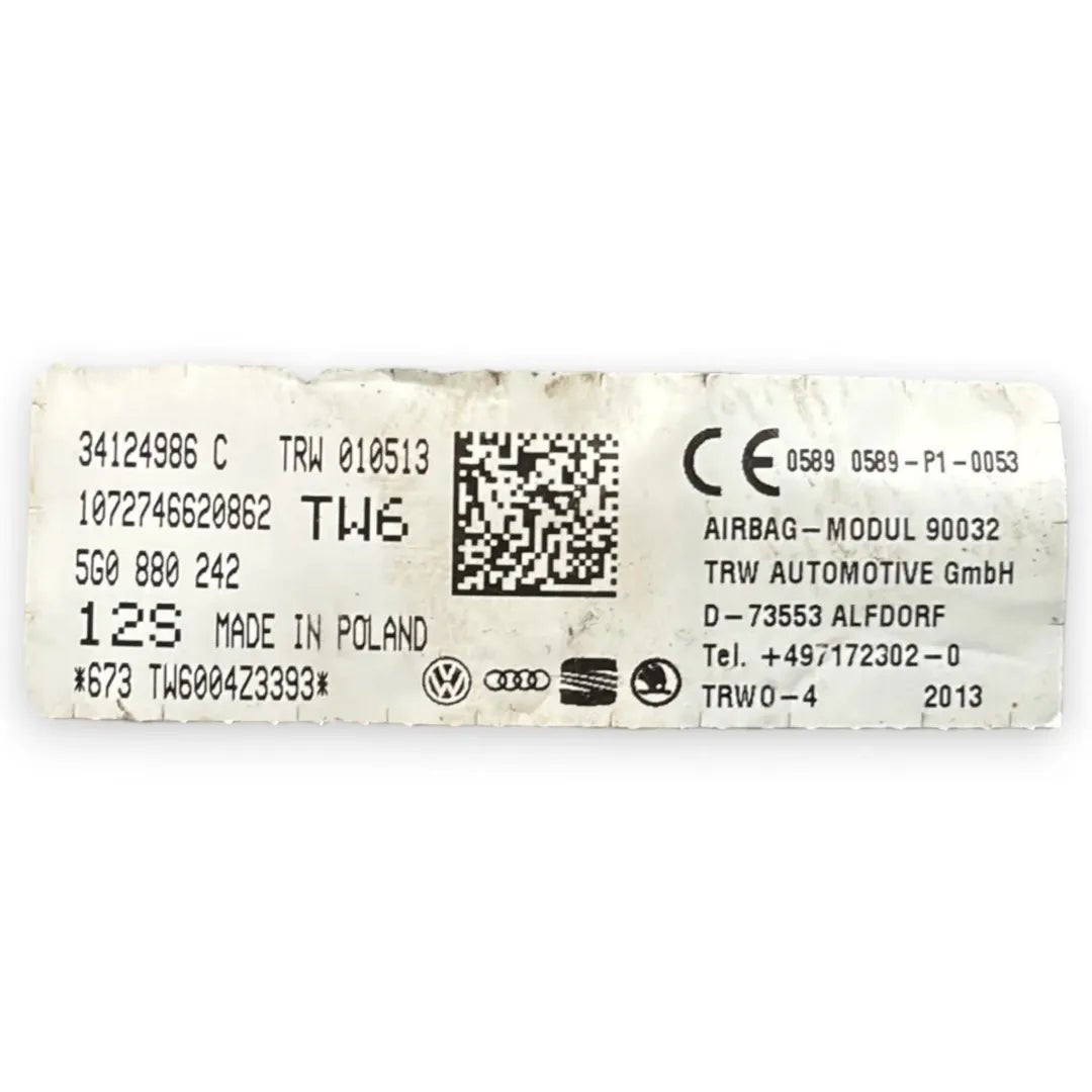 Airbag sedile destro Volkswagen Golf cod. 5G0880242 - F&P CRASH SRL - Ricambi Usati
