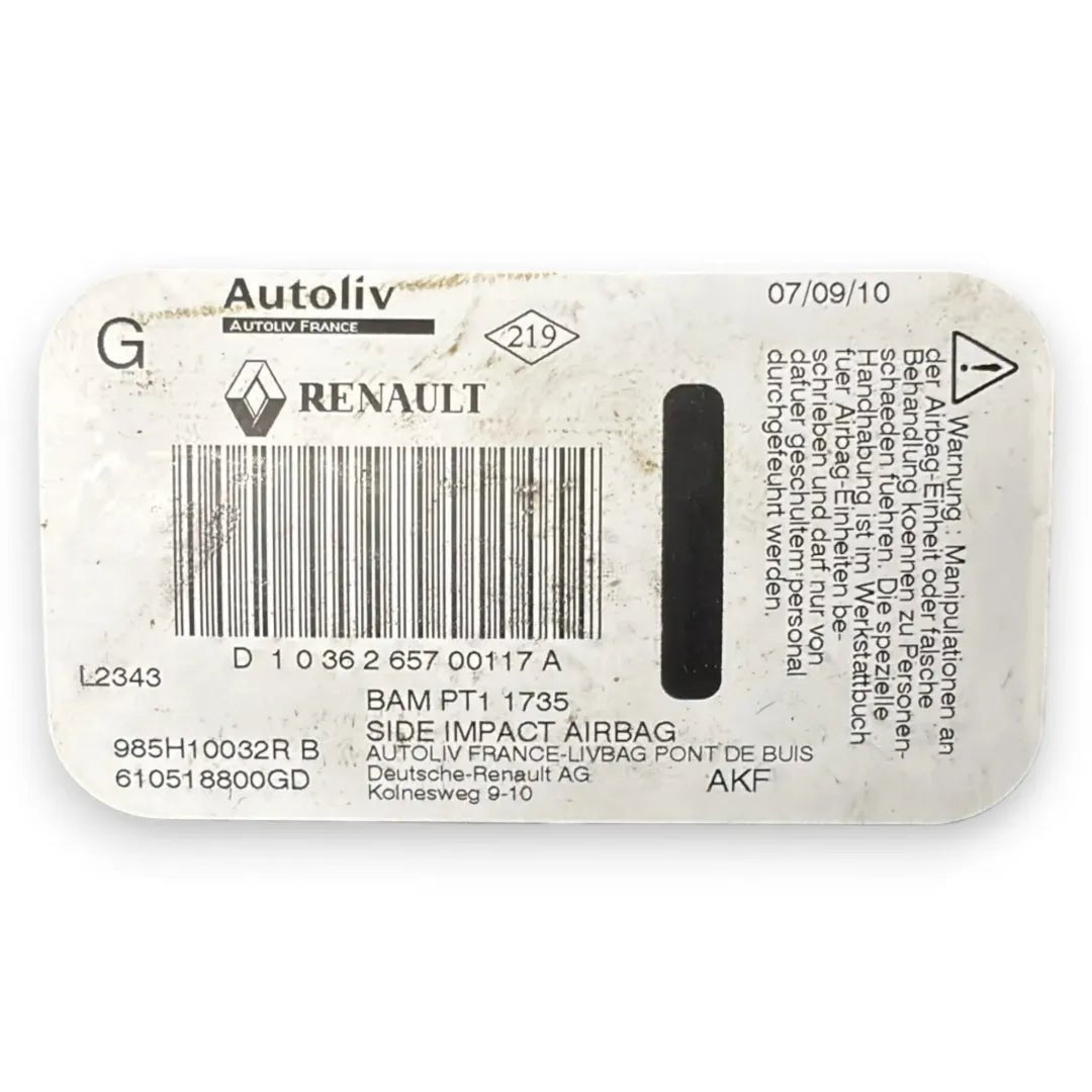 Airbag sedile sinistro Renault Megane 3ª Serie cod. 985H10032R - F&P CRASH SRL - Ricambi Usati