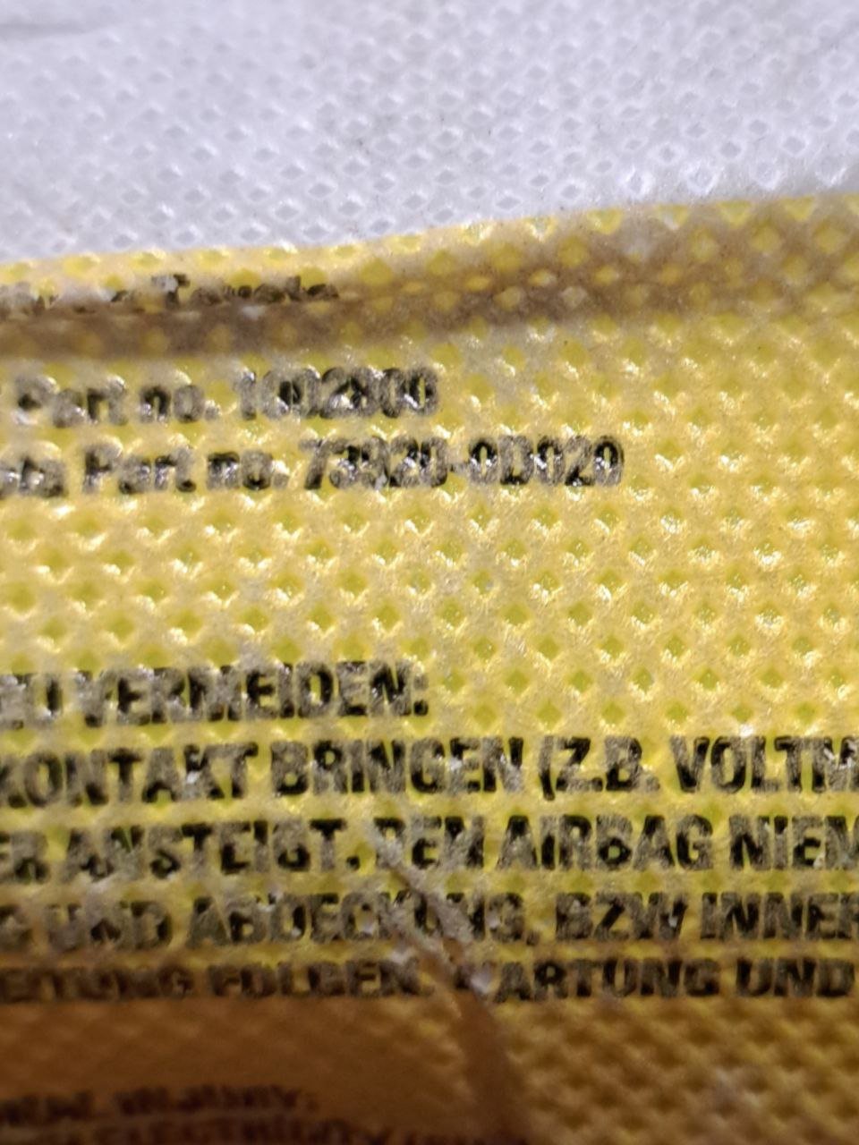 Airbag Sedile sinistro Toyota Yaris COD:73920 - 0D020 (2005 - 2011) - F&P CRASH SRLS - Ricambi Usati