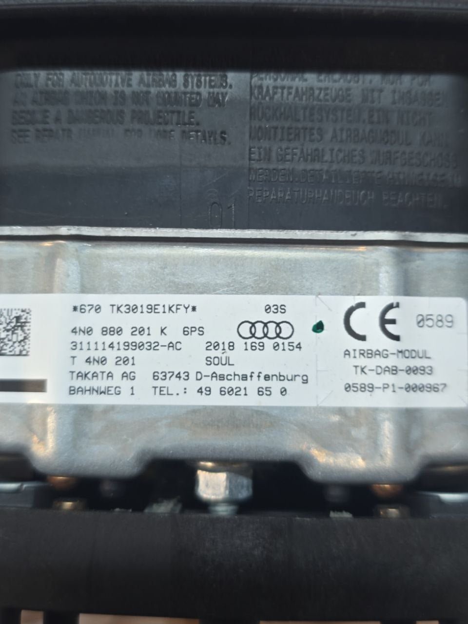 Airbag Volante Audi A7 C8 ( 2017 > ) Cod : 4N0880201K - F&P CRASH SRLS - Ricambi Usati