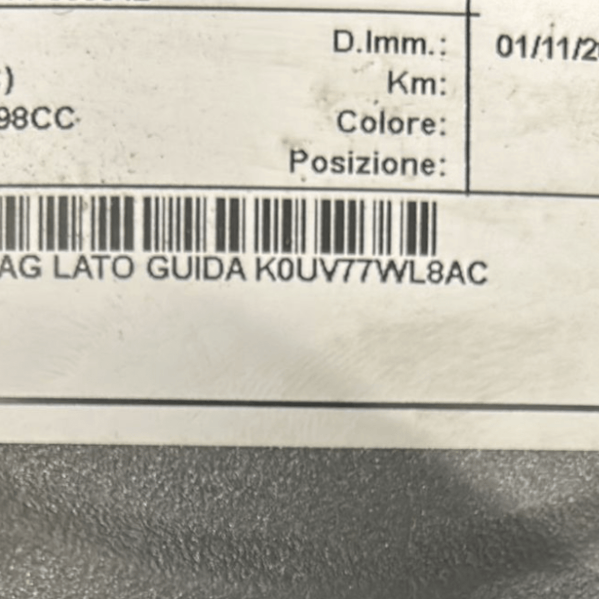 Airbag Volante Chrysler Pt Cruiser cod:K0UV77WL8AC (2000 > 2010) - F&P CRASH SRLS - Ricambi Usati