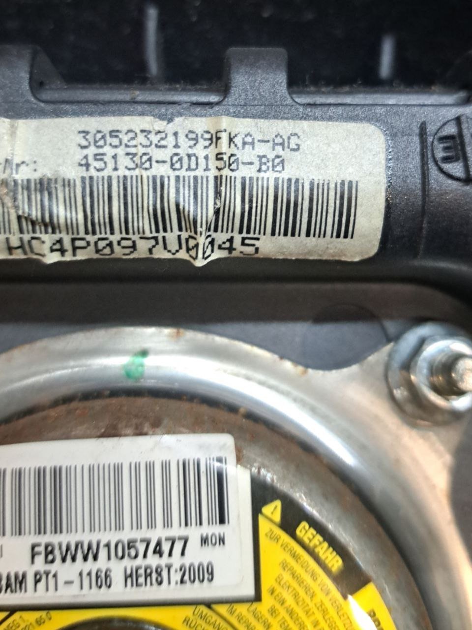 Airbag Volante Toyota Yaris ( 2005 - 2011 ) COD:45130-0D150 - F&P CRASH SRLS - Ricambi Usati