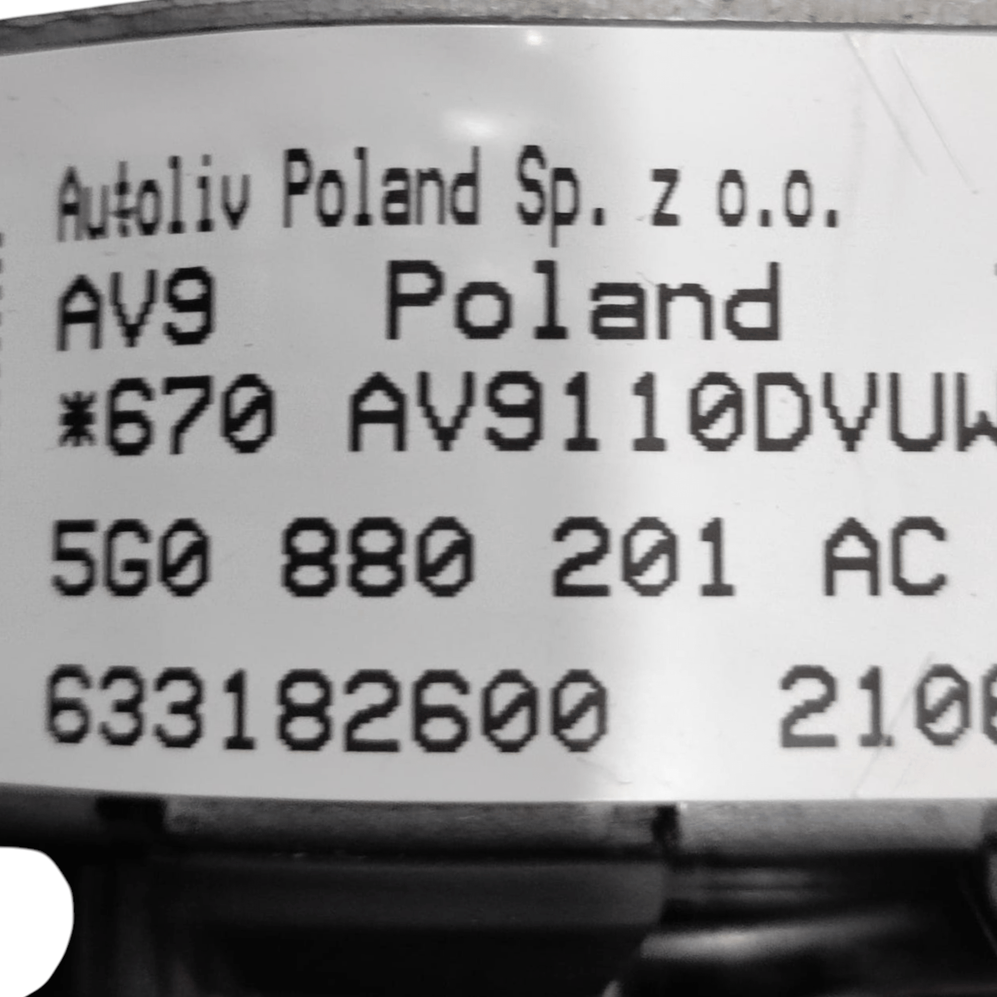 Airbag Volante Volkswagen Golf 7.5 COD: 5G0880201AC (2017>) - F&P CRASH SRLS - Ricambi Usati