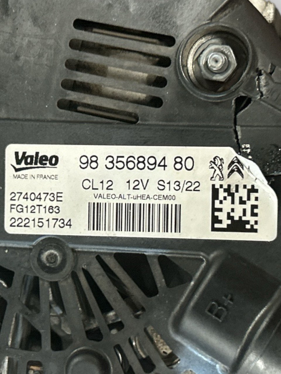 Alternatore Citroen C3 III 1.2 Benzina (2016 > 2023) cod.9835689480 - F&P CRASH SRLS - Ricambi Usati