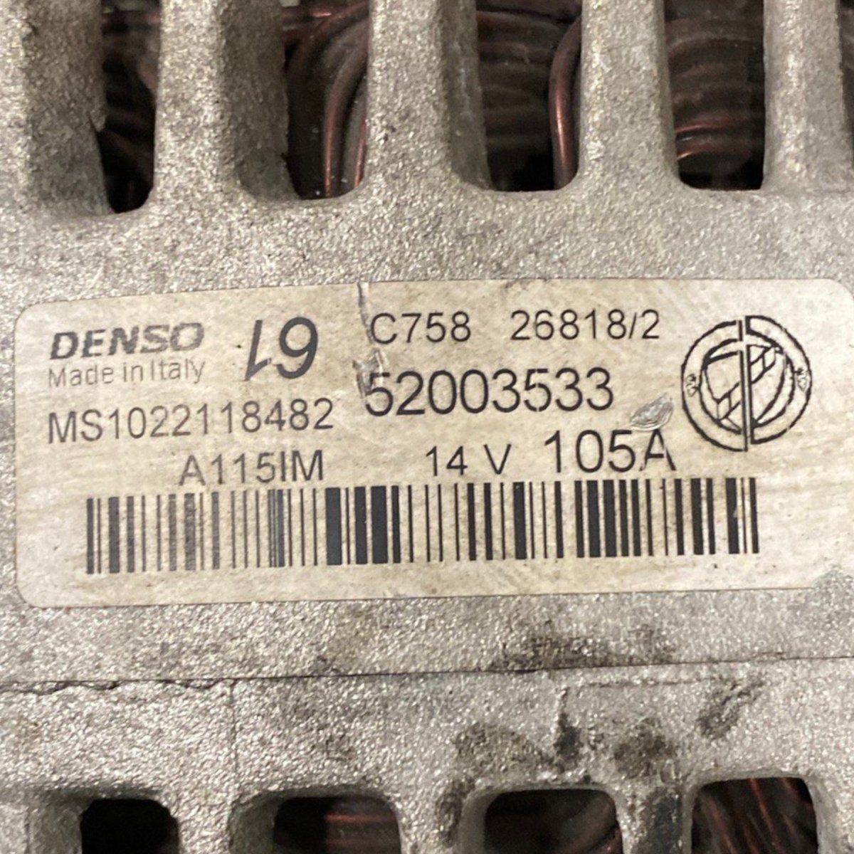 Alternatore fiat 500 1.2 benzina (2007 - 2015) Cod: 52003533 - F&P CRASH SRLS - Ricambi Usati