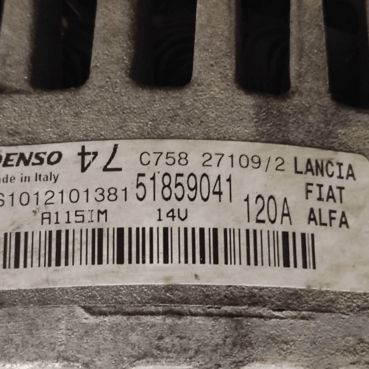 Alternatore Fiat 500 1.2 Benzina COD: 51859041 (2007 - 2015) - F&P CRASH SRL - Ricambi Usati