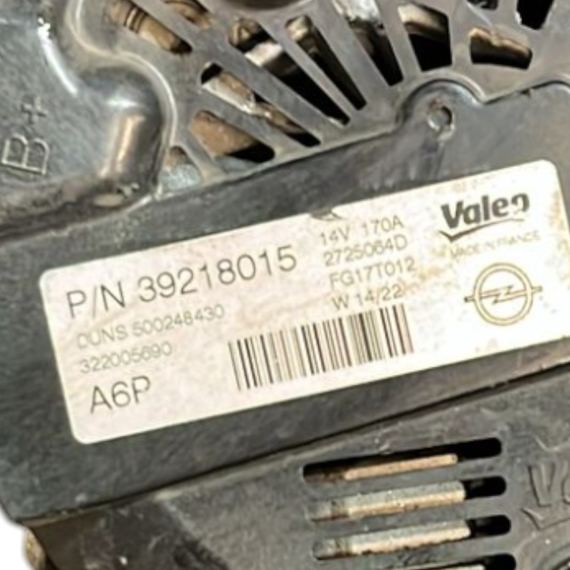 Alternatore Opel Astra K cod:39218015 1.5 Diesel (2015 >2021) - F&P CRASH SRLS - Ricambi Usati