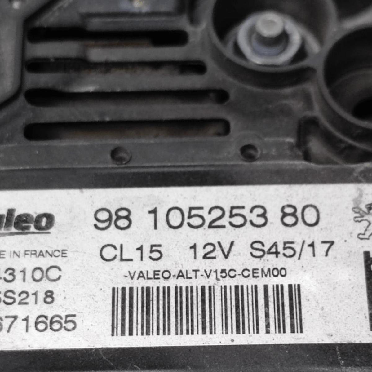 Alternatore peugeot 208 1.6 diesel cod: 9810525380 (2012 - 2019) - F&P CRASH SRLS - Ricambi Usati