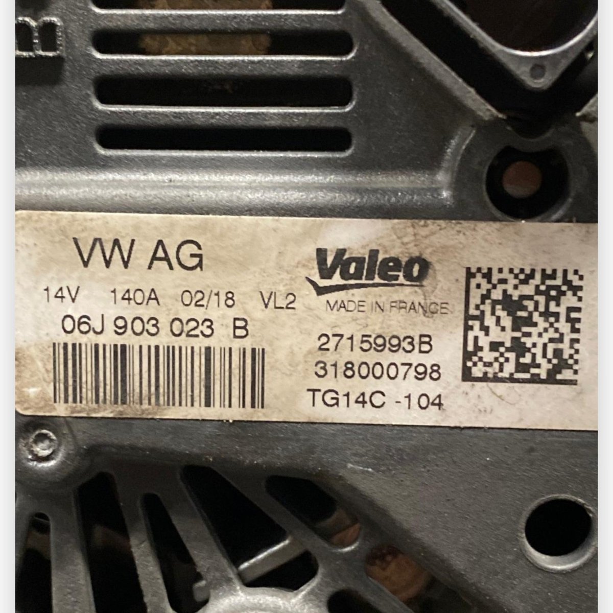 Alternatore Skoda Octavia IV 2.0 Diesel (2019 - 2023) Cod: 06J903023B - F&P CRASH SRLS - Ricambi Usati