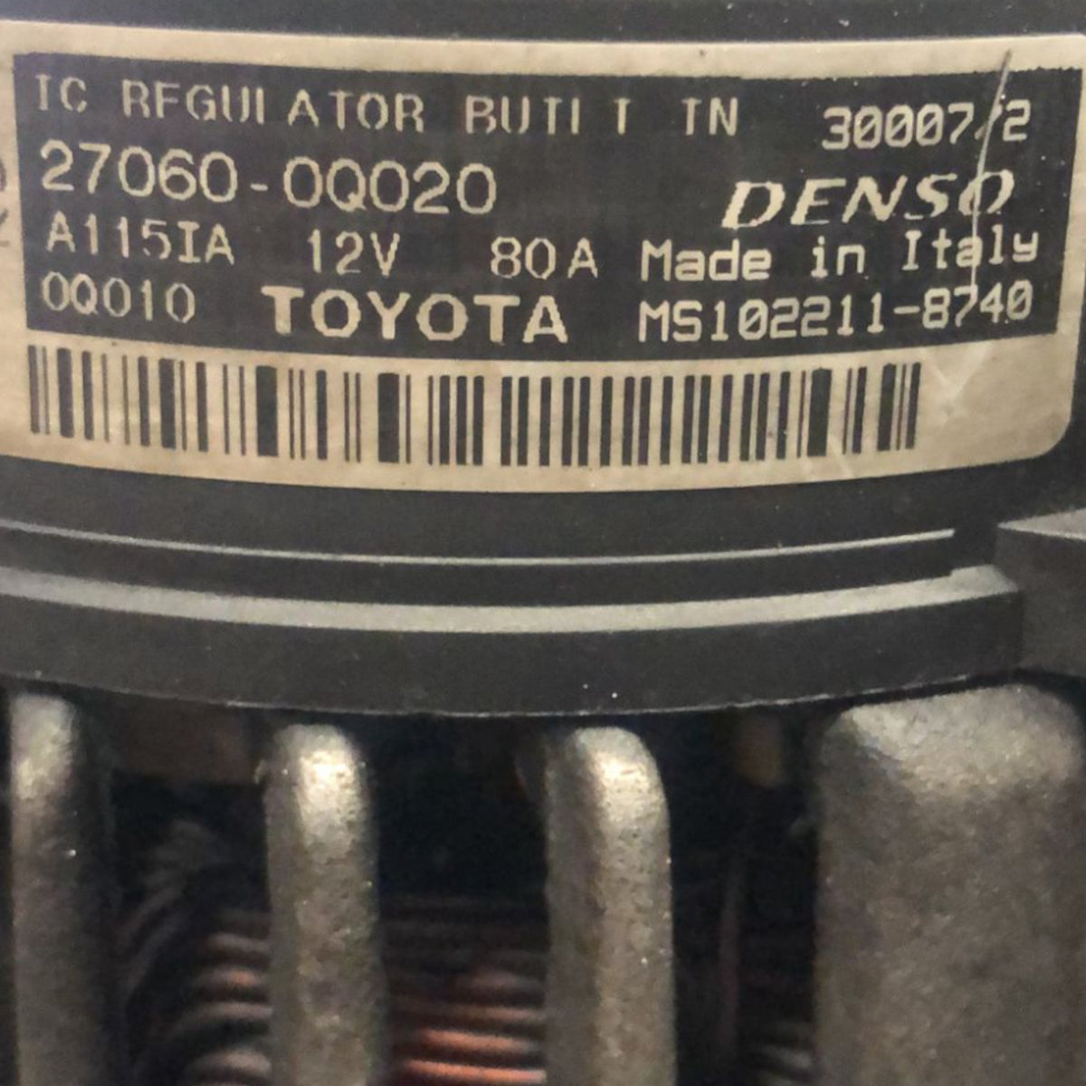 Alternatore Toyota Aygo 1.0 Benzina (2014 > 2021) cod:27060 - 0Q020 - F&P CRASH SRLS - Ricambi Usati