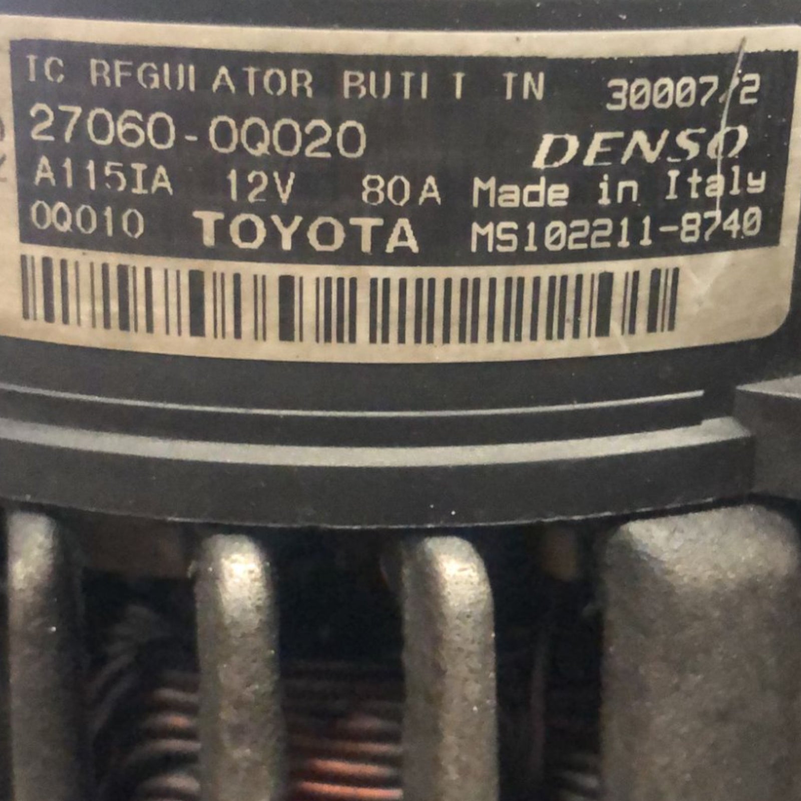 Alternatore Toyota Aygo 1.0 Benzina (2014 > 2021) cod:27060 - 0Q020 - F&P CRASH SRLS - Ricambi Usati