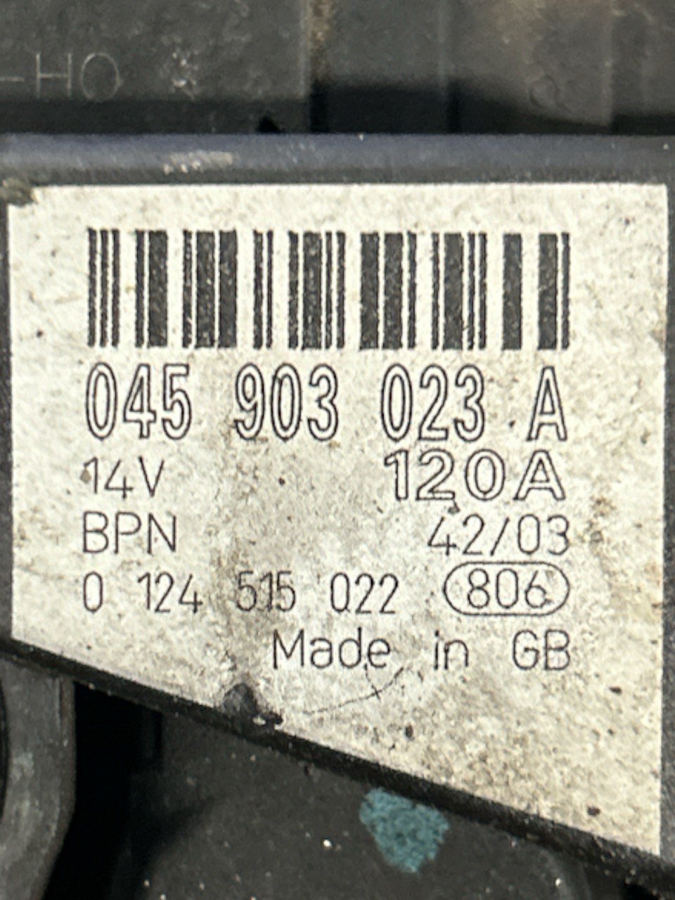 Alternatore Volkswagen Polo (9N) 1.4 Benzina (2001 - 2009) cod . 045903023A - F&P CRASH SRLS - Ricambi Usati