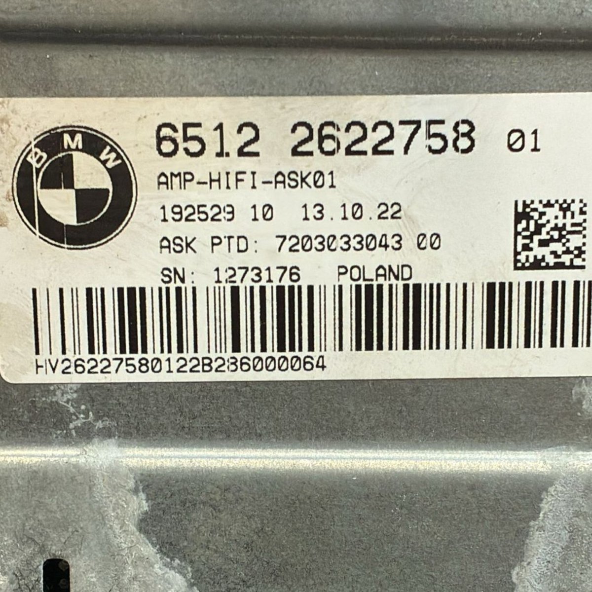 Amplificatore audio bmw x2 cod . 65122622758 (2018 > 2023) - F&P CRASH SRL - Ricambi Usati