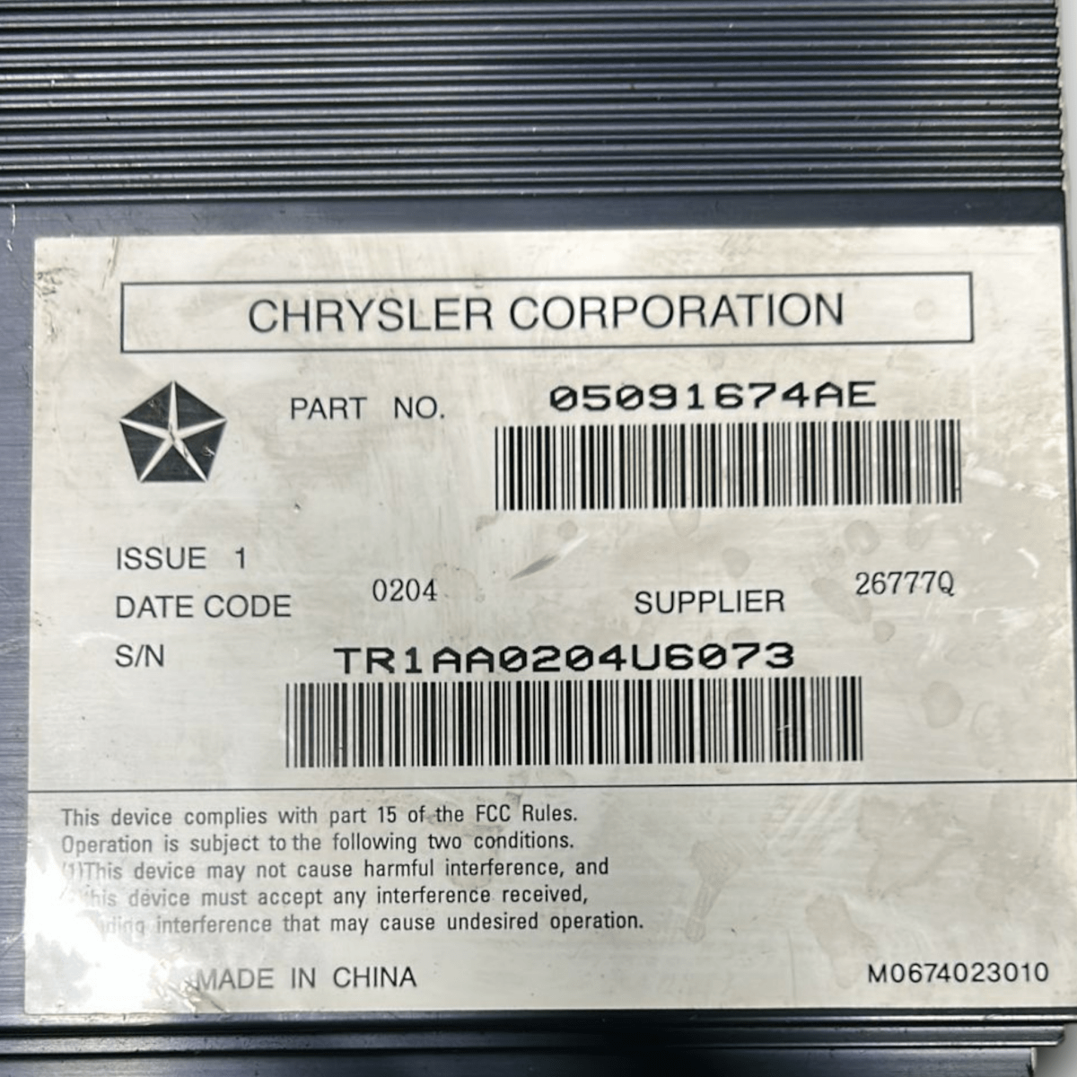 Amplificatore audio jeep cherokee kl cod:05091674ae (2013 > 2023) - F&P CRASH SRL - Ricambi Usati