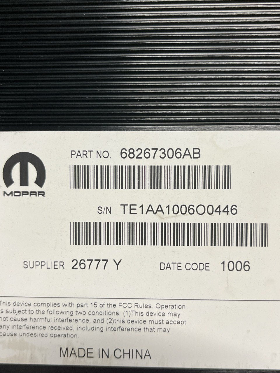 Amplificatore Autoradio Jeep Grand Cherokee WK2 (2010 al 2021) cod: 68267306AB - F&P CRASH SRLS - Ricambi Usati