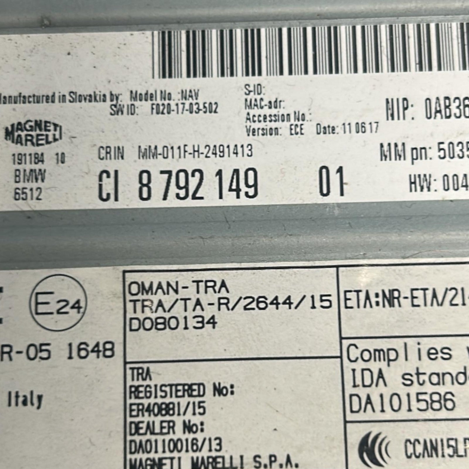 Autoradio BMW X1 (F48) cod.8792149 (2015 > 2022) - F&P CRASH SRLS - Ricambi Usati