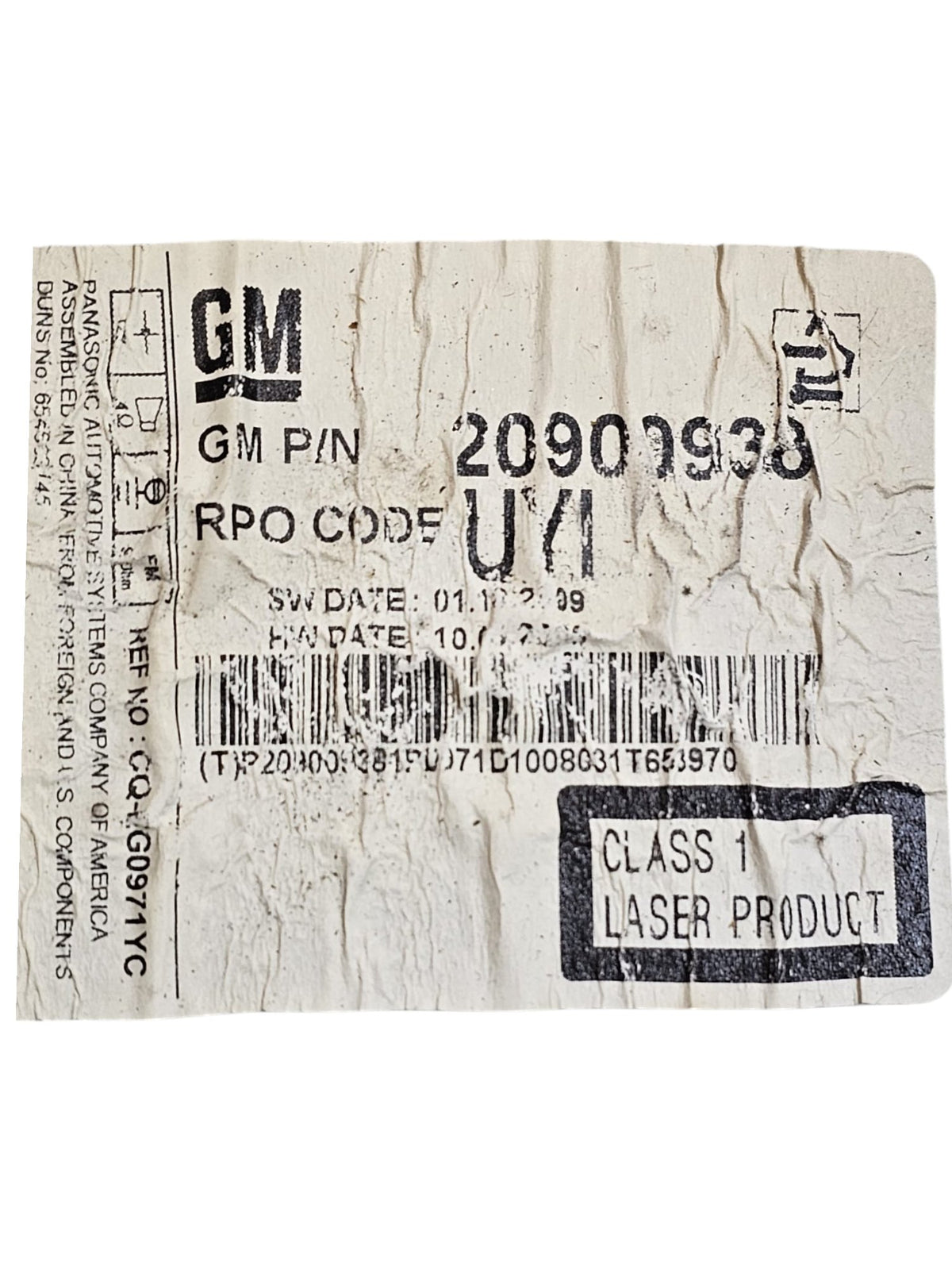 Autoradio Chevrolet Cruze (2009 - 2023) Cod:20900938 - F&P CRASH SRLS - Ricambi Usati