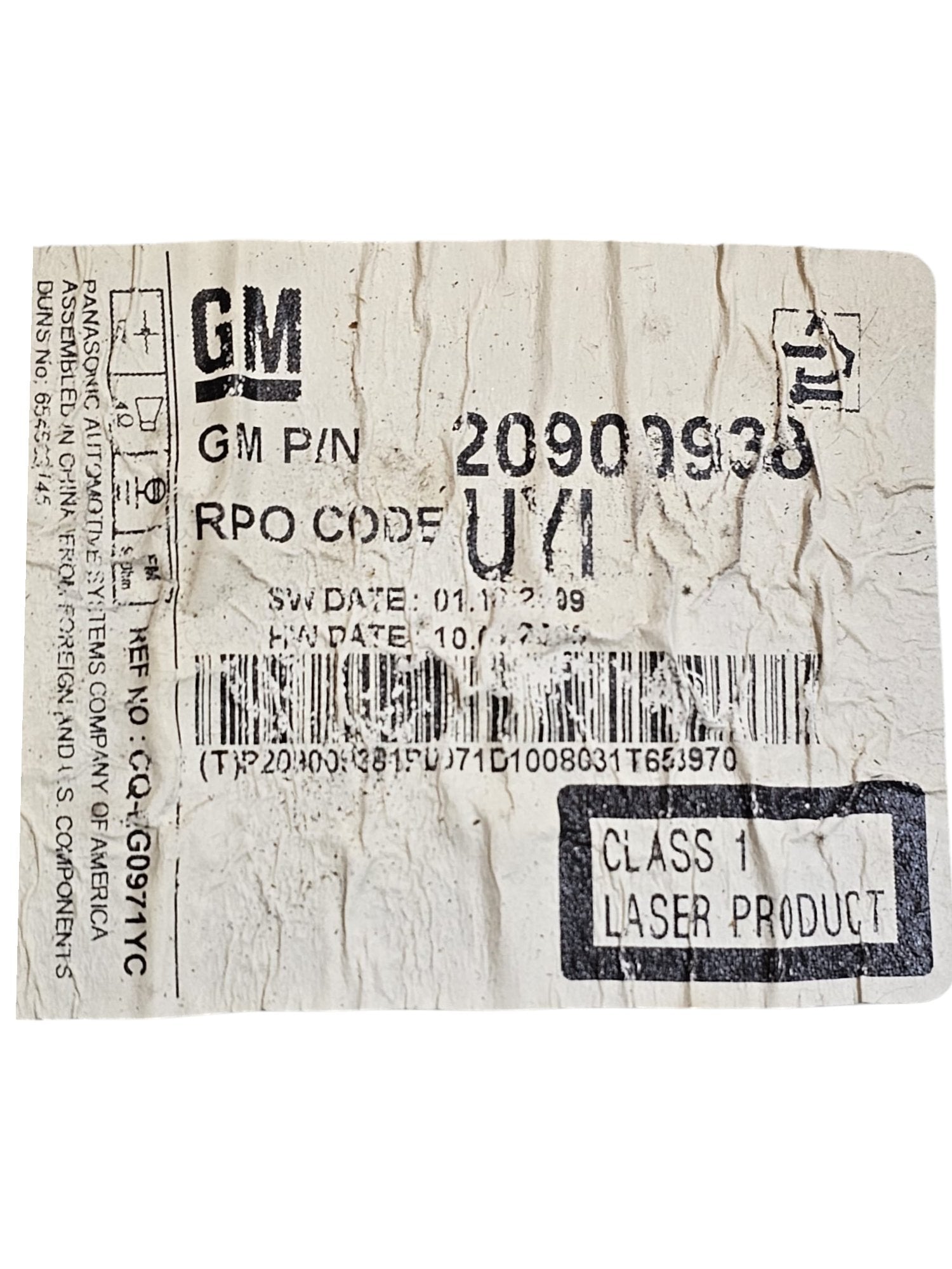 Autoradio Chevrolet Cruze (2009 - 2023) Cod:20900938 - F&P CRASH SRLS - Ricambi Usati