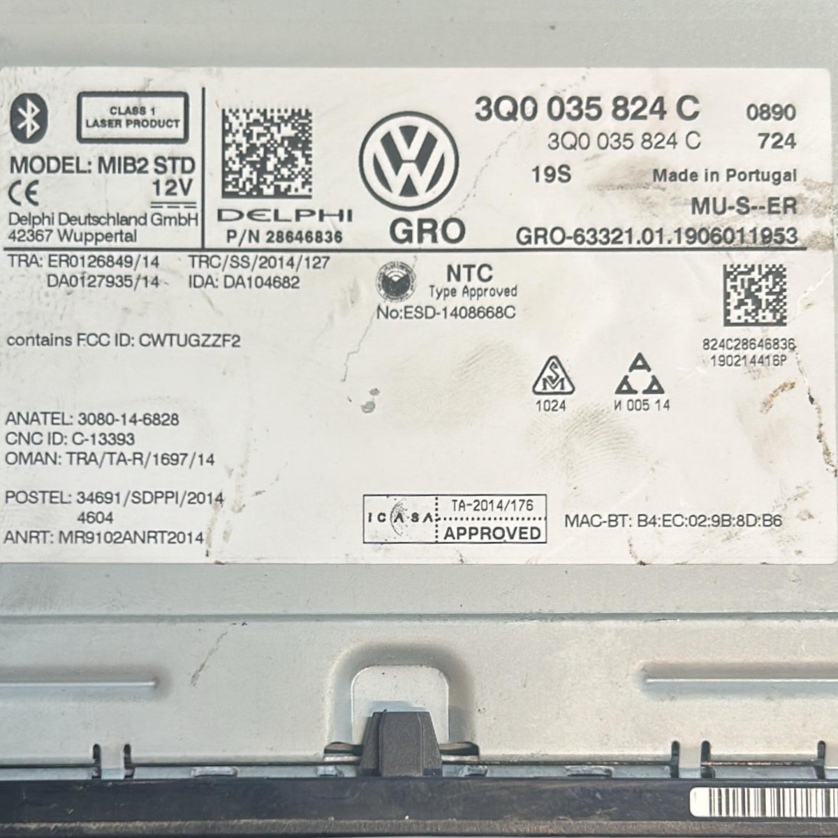 Autoradio / Lettore Disco CD / DVD Volkswagen Tiguan (AD1) cod.3Q0035824C (2016 > 2024) - F&P CRASH SRLS - Ricambi Usati