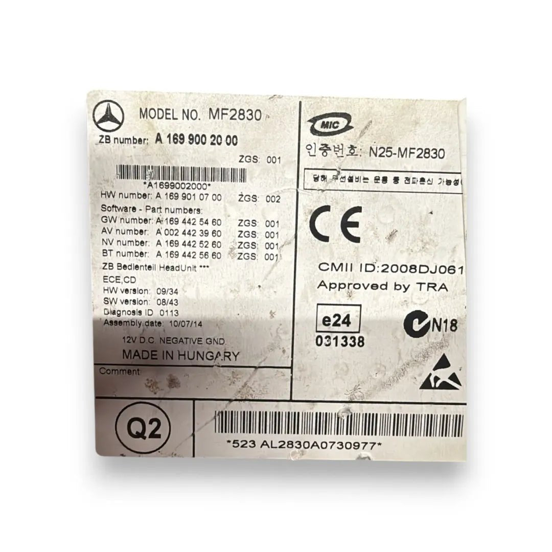 Autoradio Mercedes-Benz Classe A W/C169 cod. A1699002000 - F&P CRASH SRL - Ricambi Usati